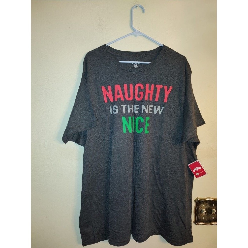New with tag Naughty Is The New Nice Ugly Christmas Dark Gray T-Shirt Size 3XL